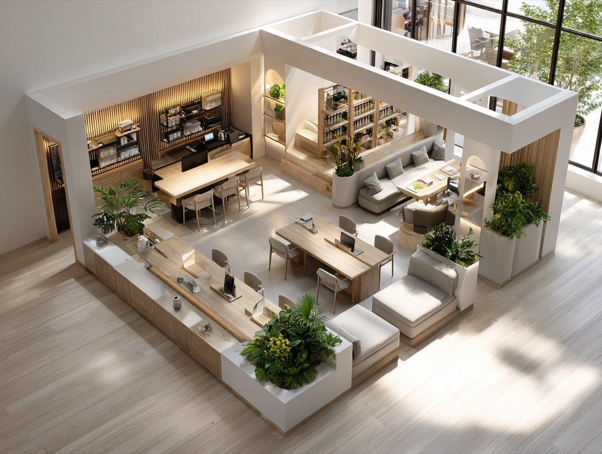 小規模オフィス整理プランをイメージした空間